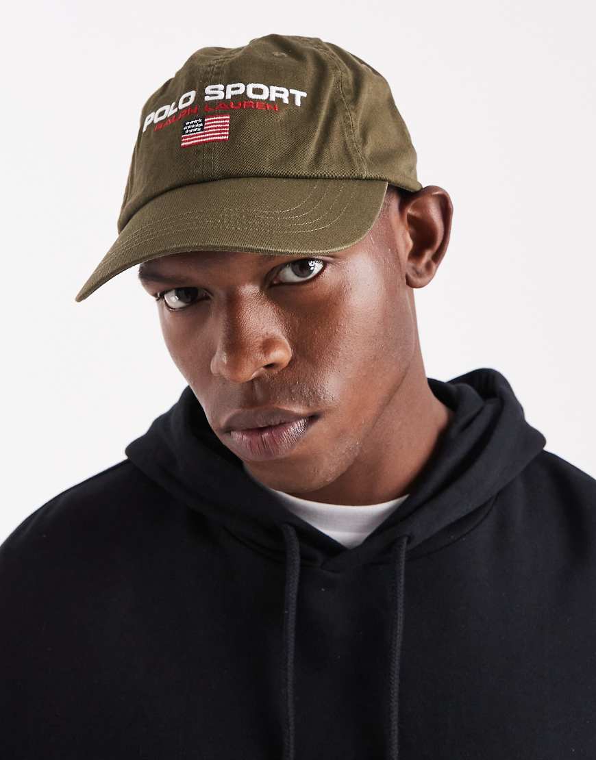 Polo Ralph Lauren - Sport - Baseballkappe aus Twill in Olivgrün mit Flaggenlogo