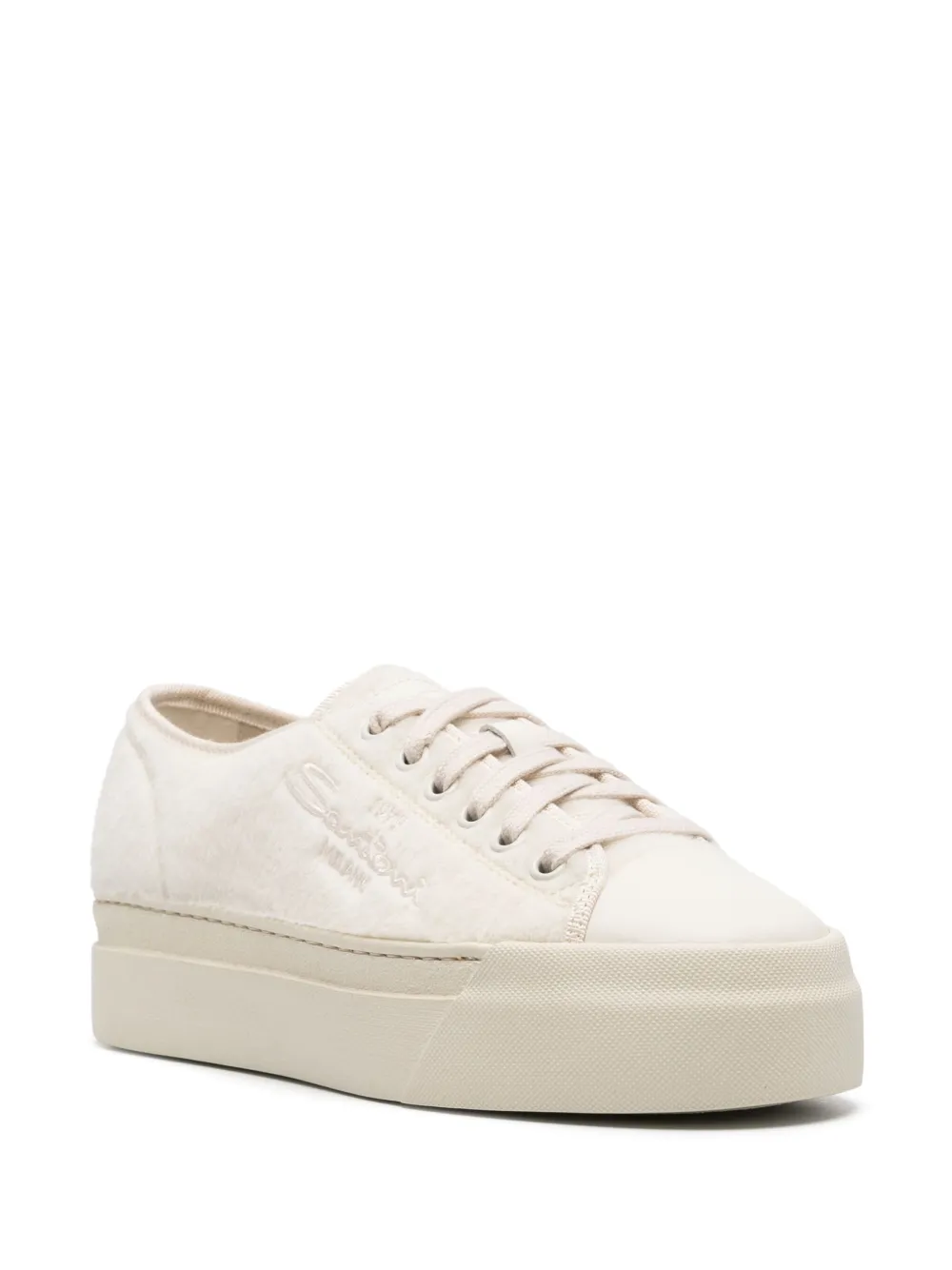 Santoni 40mm sneakers met imitatiebont en plateauzool - Beige