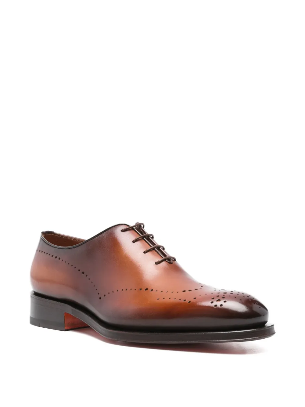 Santoni Leren Oxford schoenen met geperforeerde details - Bruin