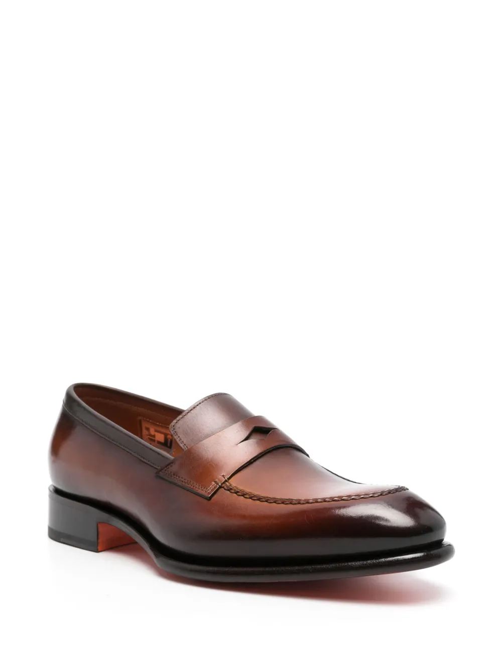 Santoni Leren loafers - Bruin