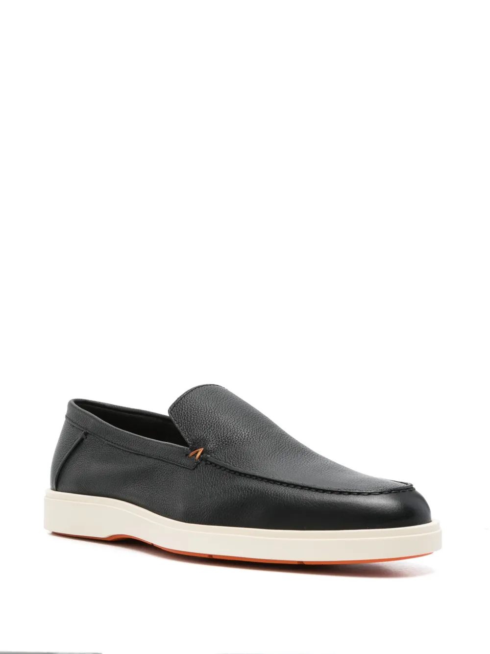 Santoni Leren loafers - Zwart