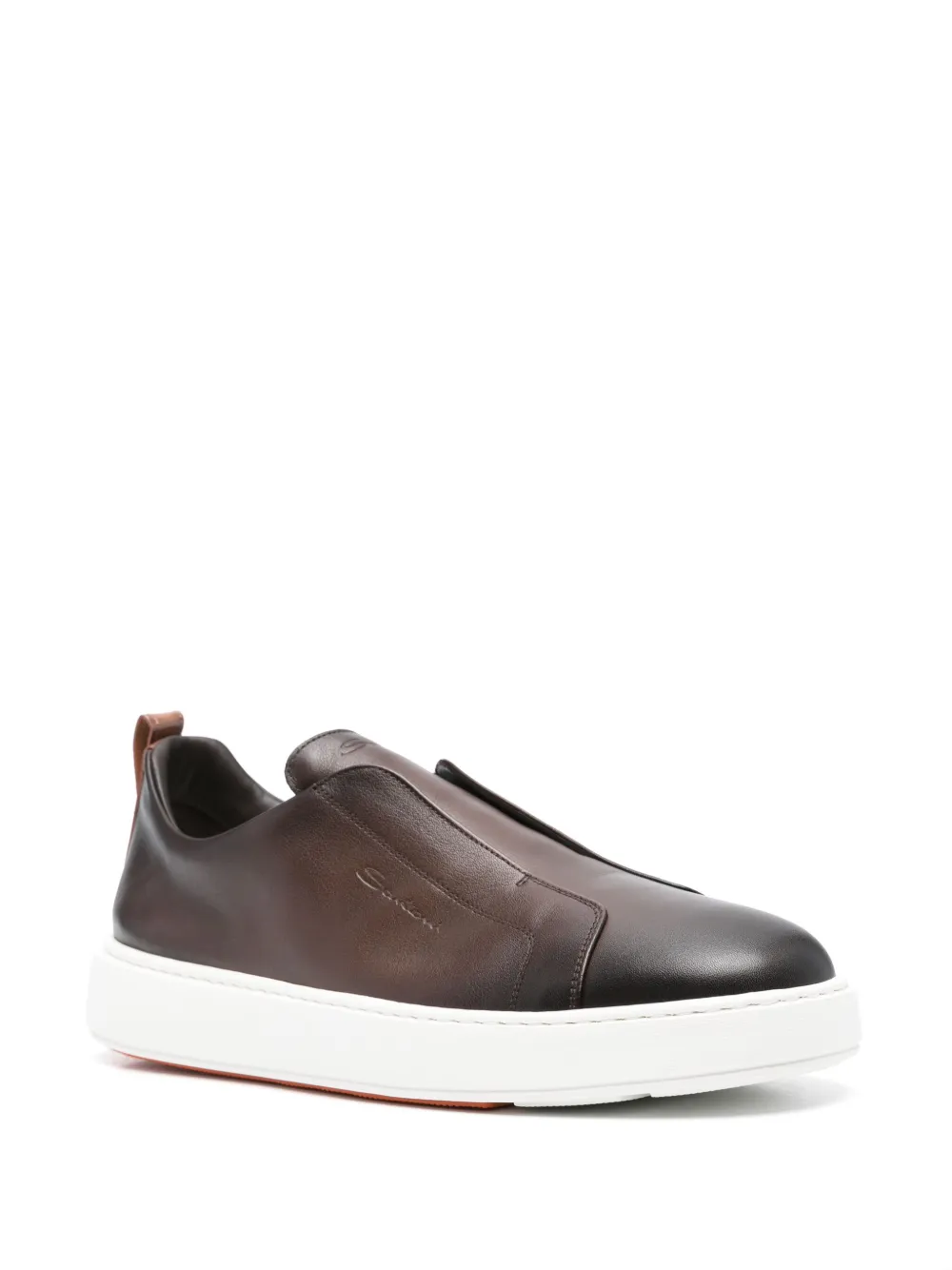 Santoni Leren sneakers - Bruin