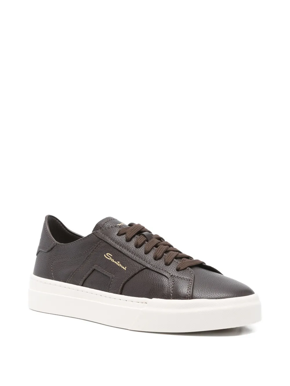Santoni Leren sneakers - Bruin