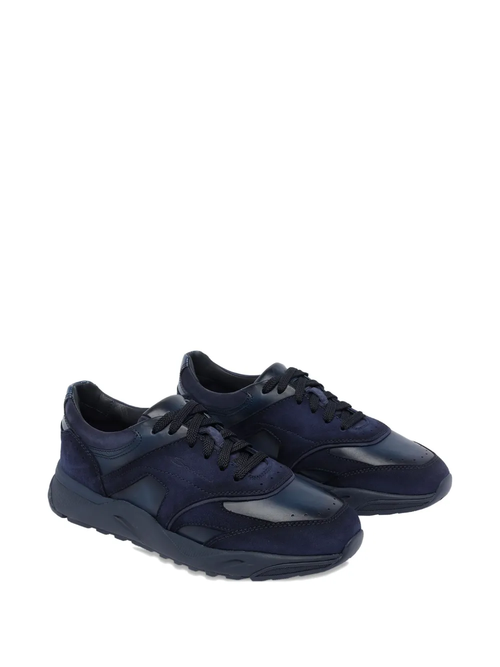Santoni suede paneled sneakers - Blauw