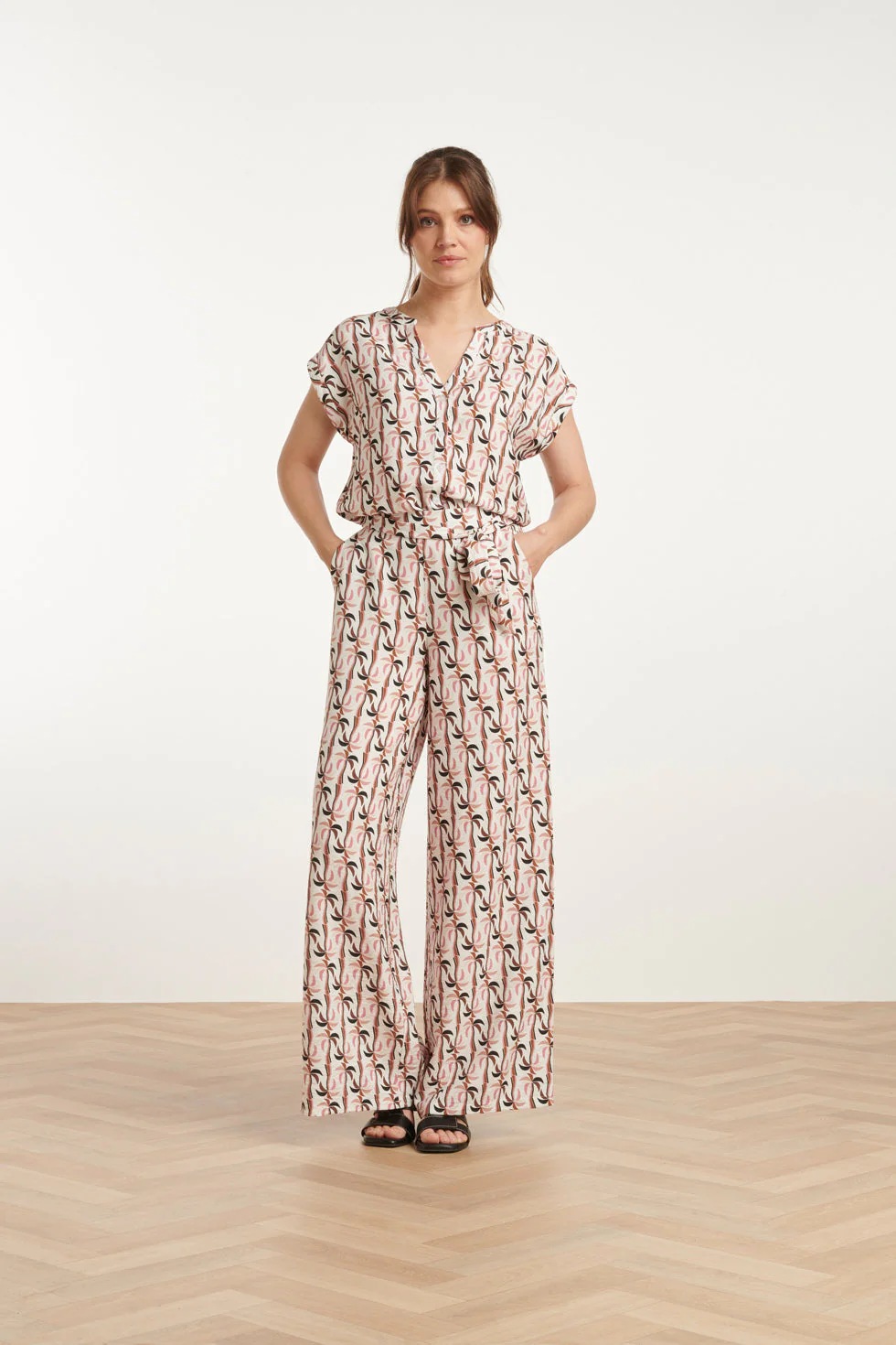 Smashed Lemon 25059 marocain broek met palmprint |