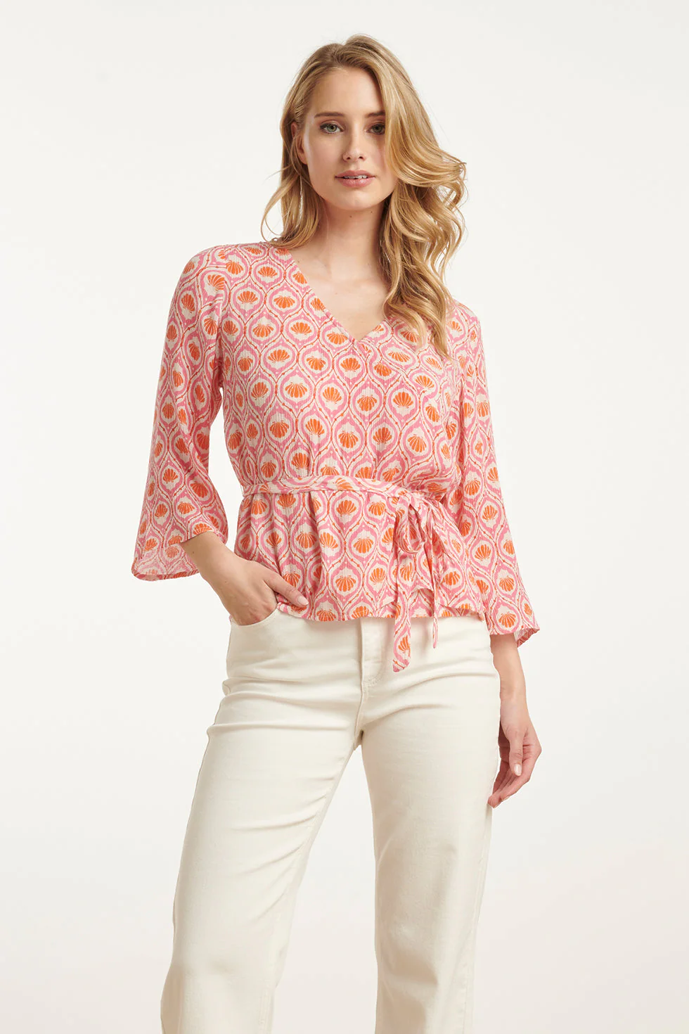 Smashed Lemon 25184 wrap top met schelpenprintperzik |
