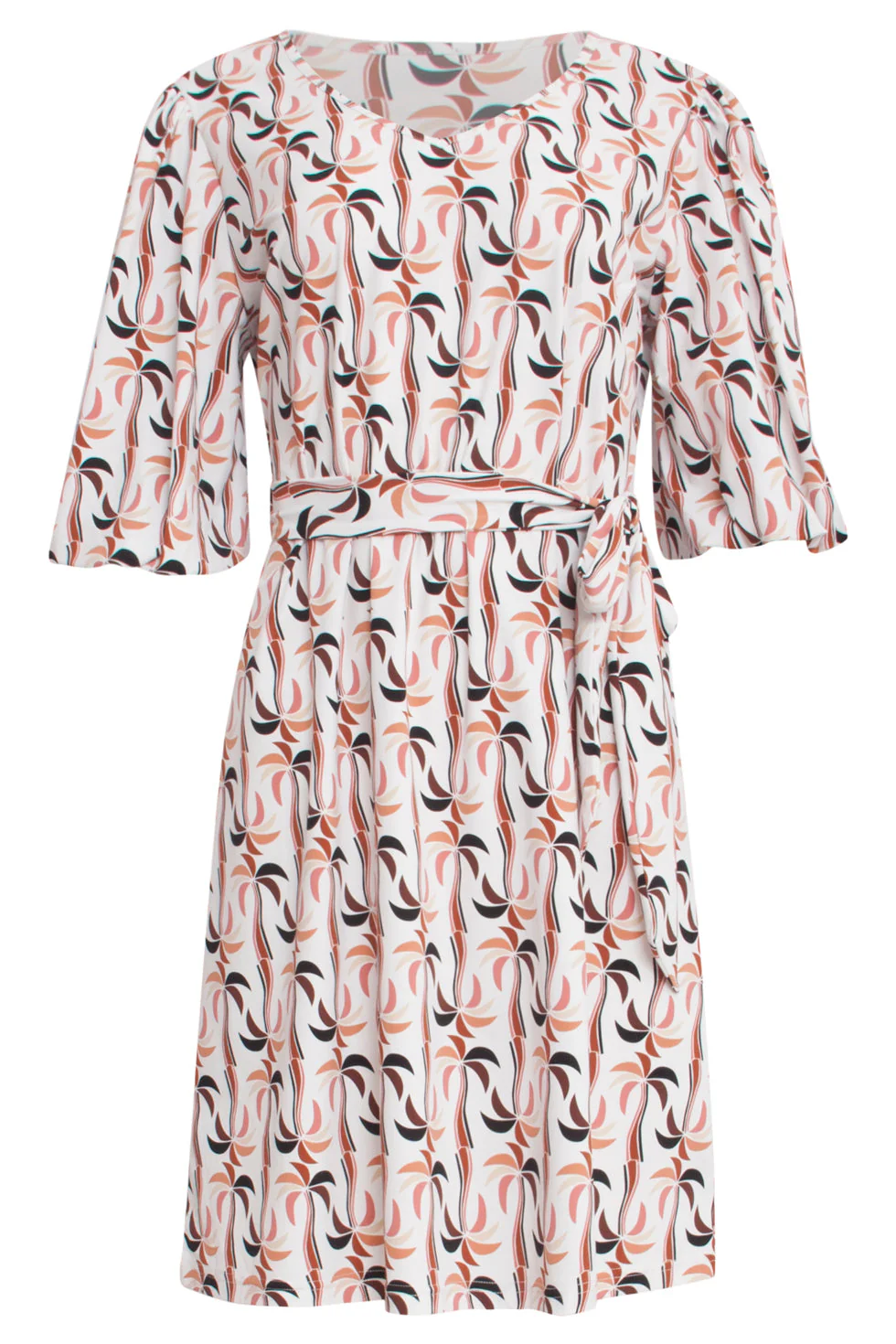 Smashed Lemon 25256 palm print balloon mouw jurktravelkwaliteit |