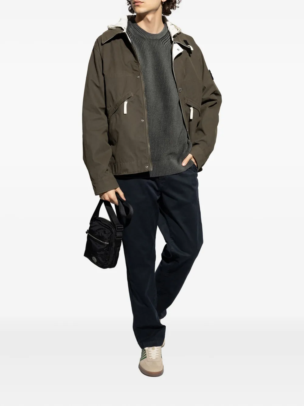 Stone Island Katoenen broek met Compass-logopatch - Blauw