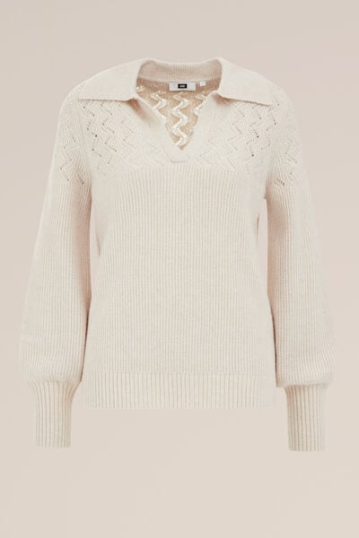 WE Fashion - Dames Gebreide trui - Regular fit - Beige - Maat: XS