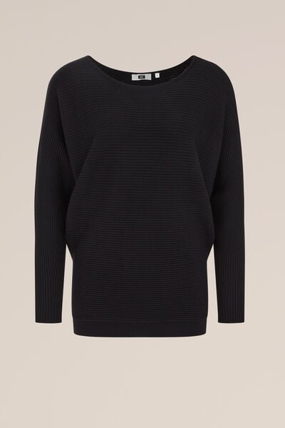WE Fashion - Dames Trui met structuur - Regular fit - Zwart - Viscose - Maat: XS