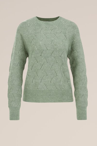 WE Fashion - Dames gebreide trui - Regular fit - Groen - Maat: S