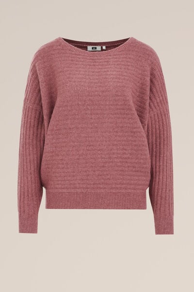 WE Fashion - Dames trui met structuur - Oversized - Lichtrood - Maat: XS