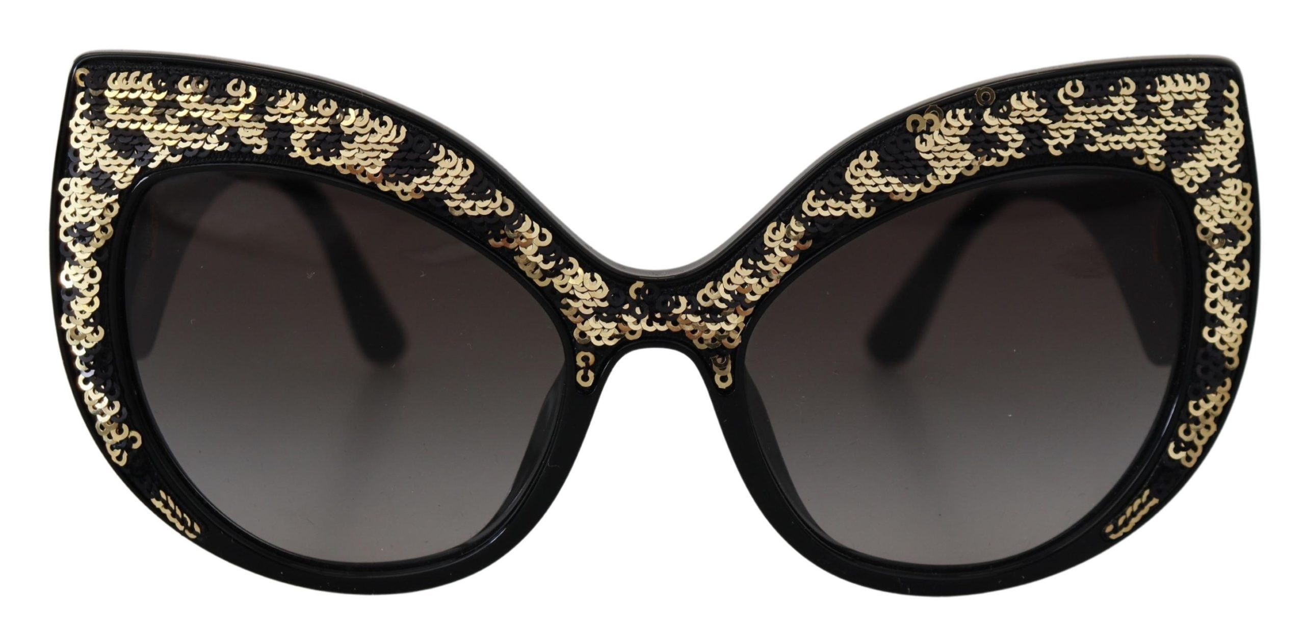 Dolce & Gabbana Zwart Goud Sequins Vlinder Gepolariseerde DG4326 Dames Zonnebril