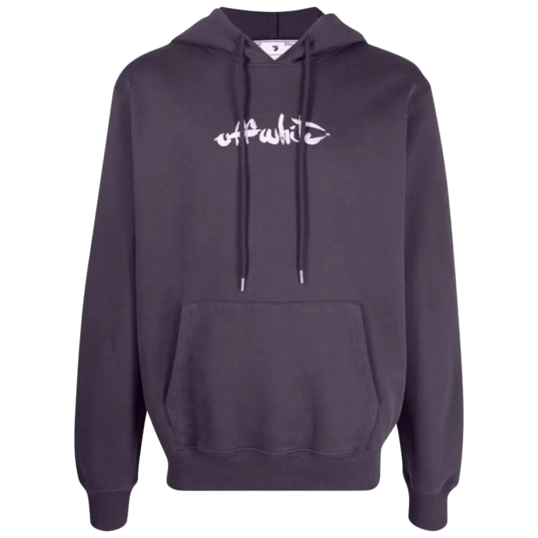 Gebroken witte verf Arrow-logo slim-fit aubergine paarse hoodie