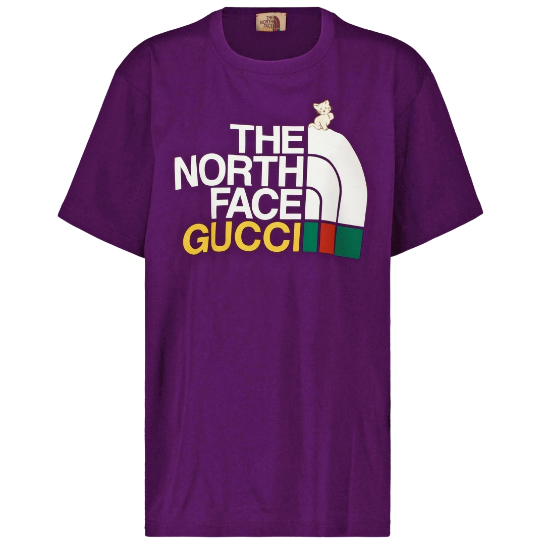 Gucci X The North Face Design paars T-shirt met normale pasvorm