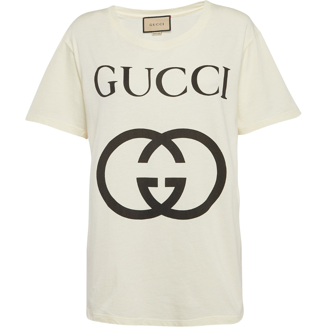Gucci in elkaar grijpend GG-logo slim-fit wit T-shirt
