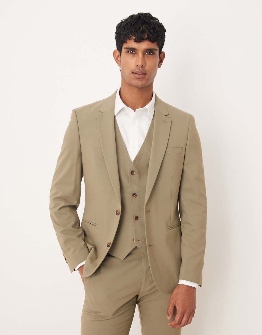 ASOS DESIGN - Enge Anzugjacke in Khaki-Grün