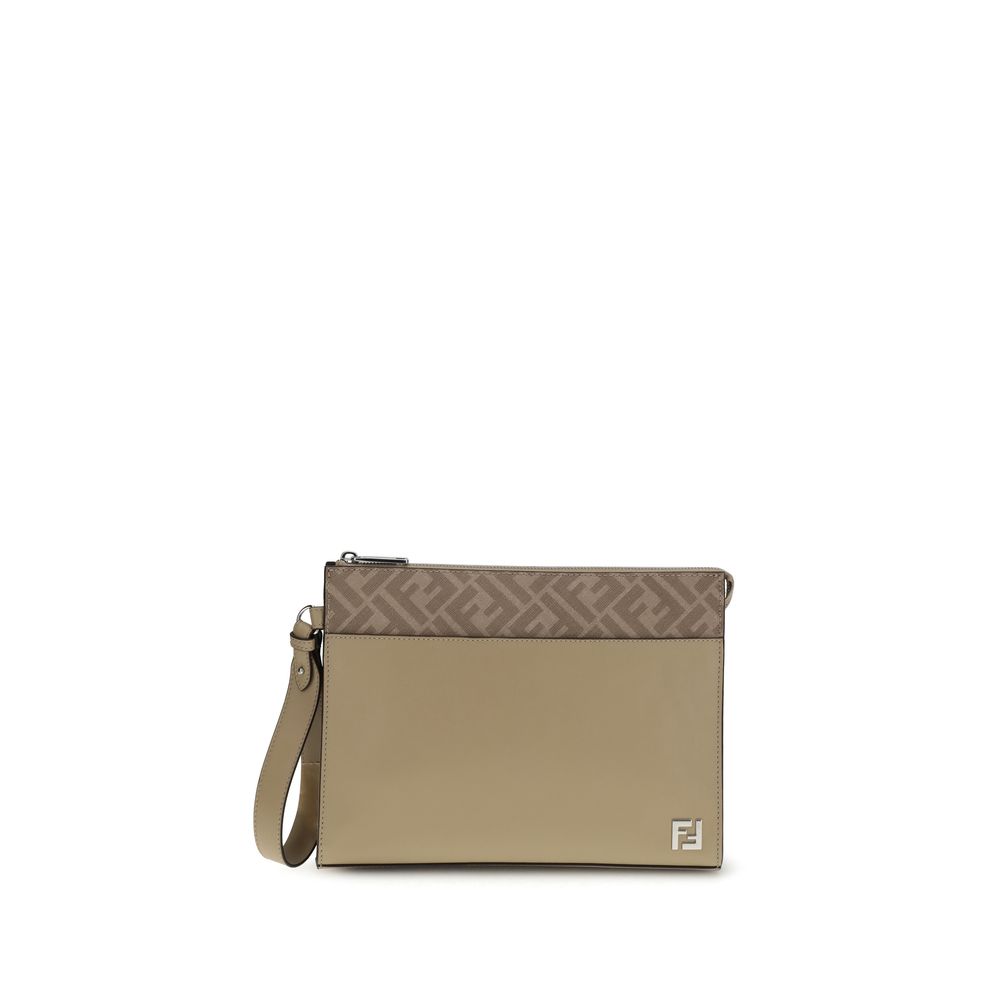 Beige Leren Clutch Tas