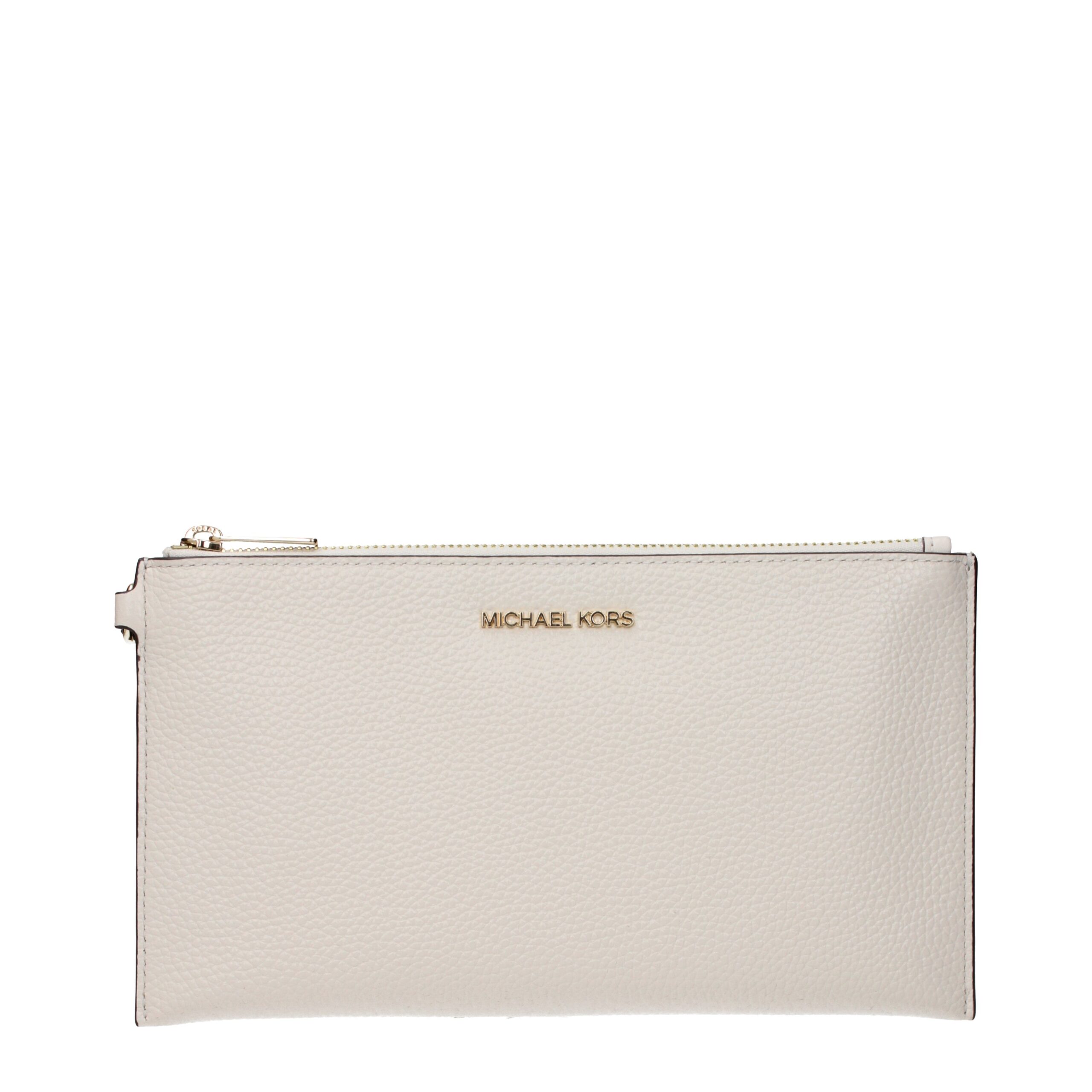 Beige Leren Clutch Tas