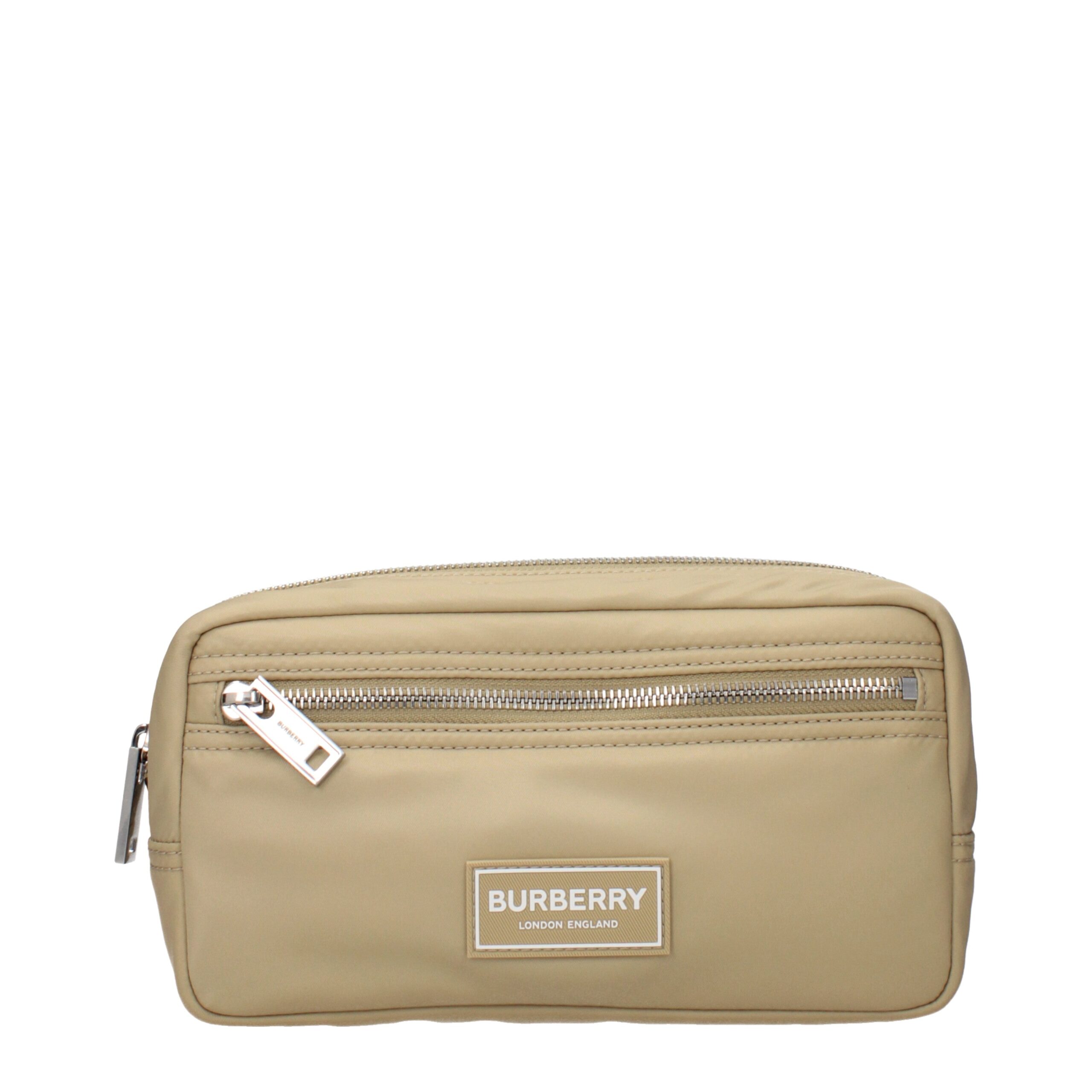 Beige Nylon Clutch Tas