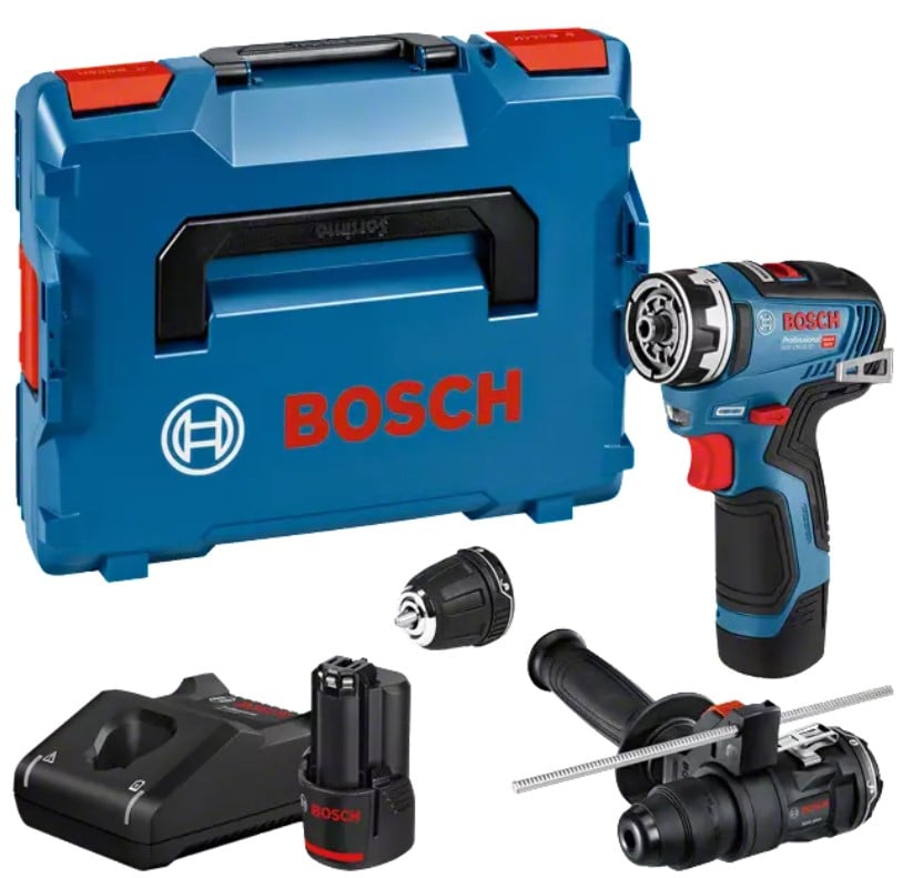 Bosch Blauw GSR 12V-35 FC Accu Schroefboormachine | Set | 2 x 3.0 Ah + Snellader | In L-Boxx 102 06019H3009