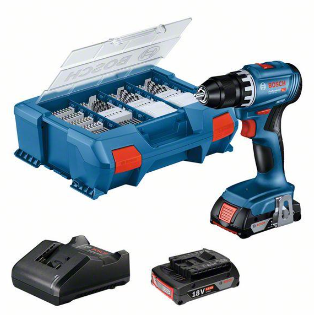 Bosch Blauw GSR 18V-45 | Accuboormachine | 18V | 2 x 2,0 Ah accu's + lader | In L-Case - 06019K3205
