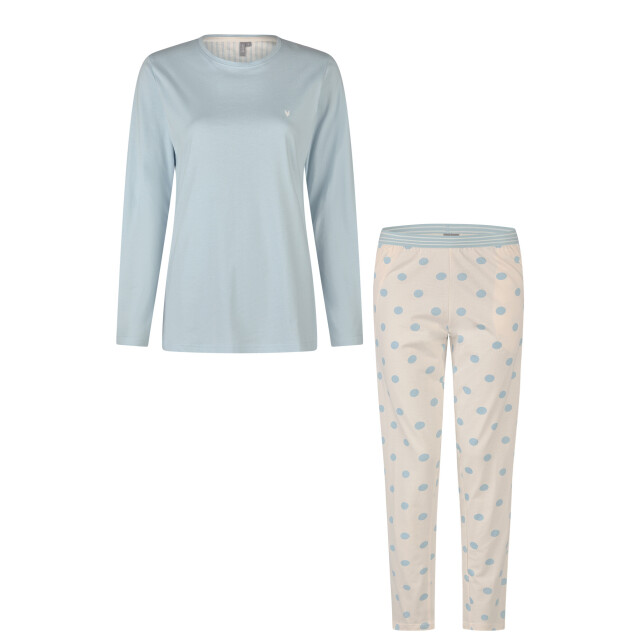 By Louise Dames pyjama set lang lichtblauw gestipt