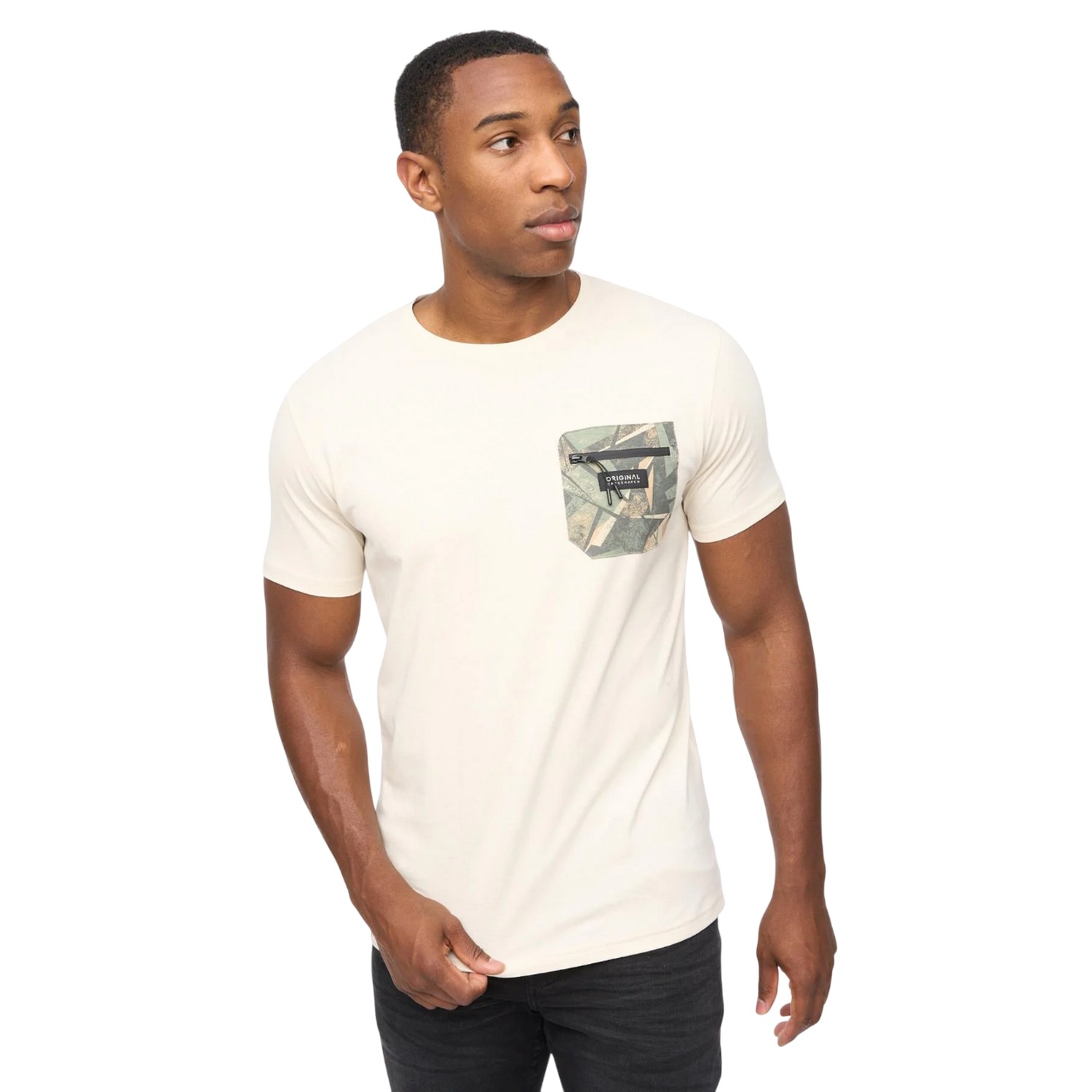 Crosshatch Heren Campbox T-Shirt (Off White)