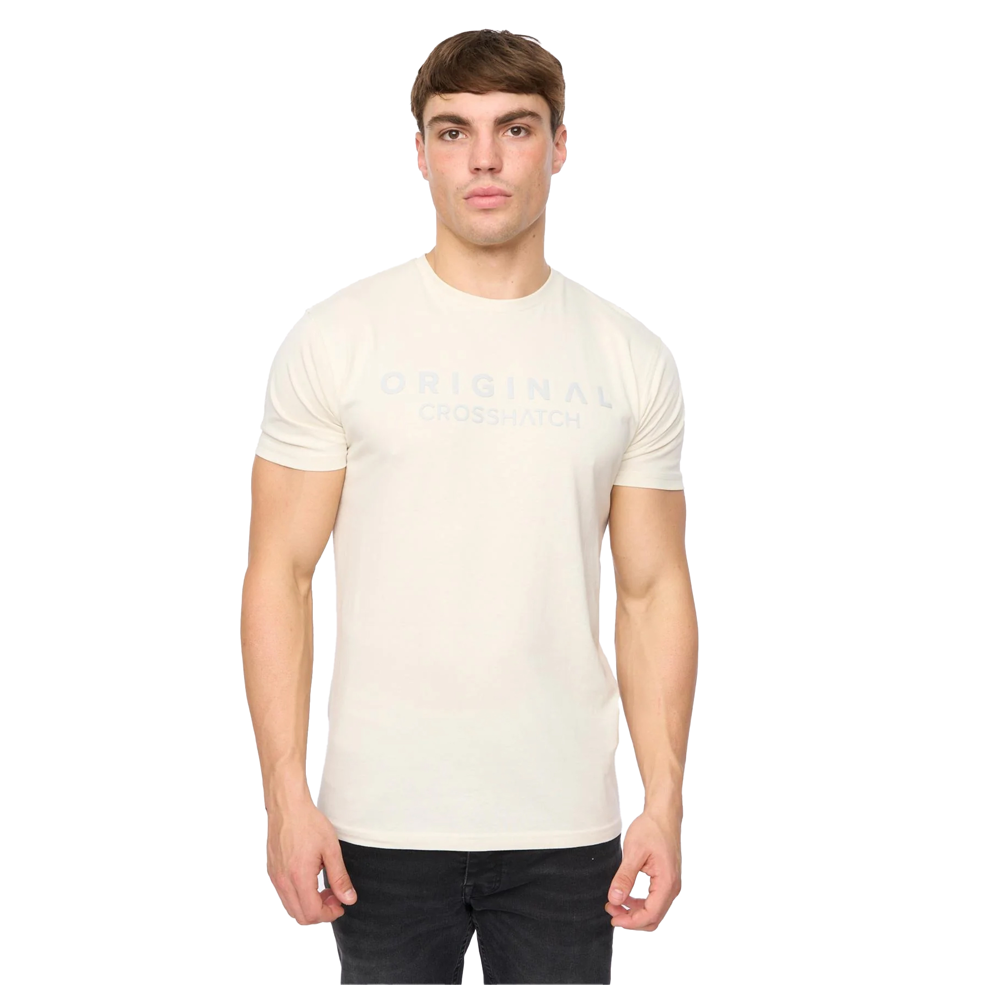 Crosshatch Heren Demiwear T-Shirt (Off White)
