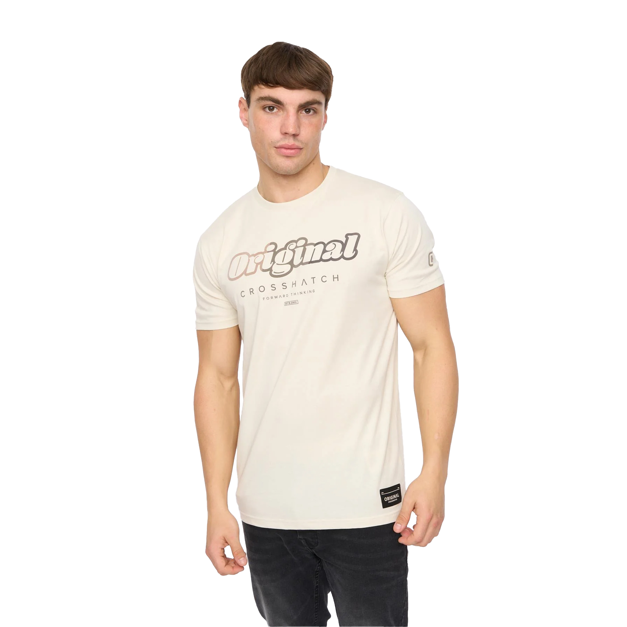 Crosshatch Heren Hybridge T-Shirt (Off White)