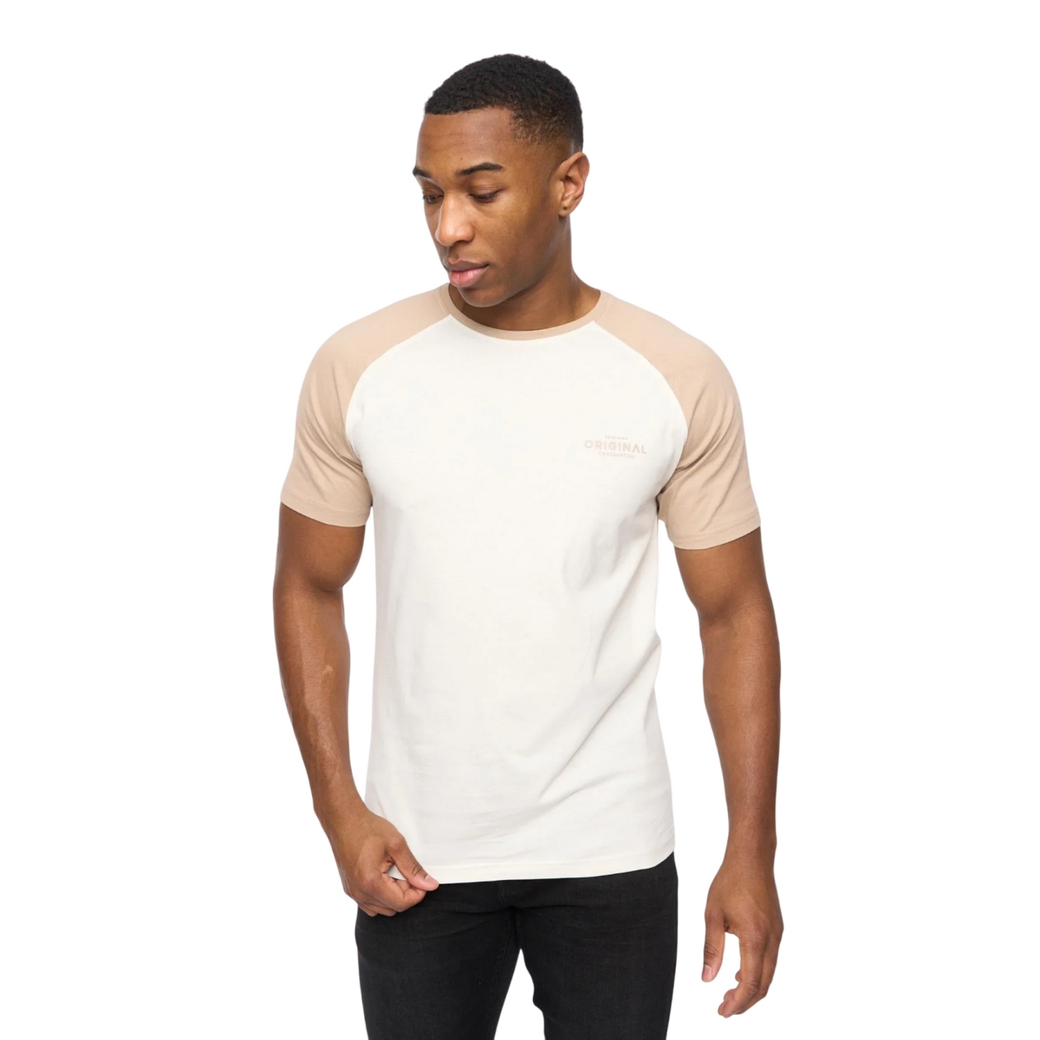 Crosshatch Heren Meza T-Shirt (Off White/Stone)