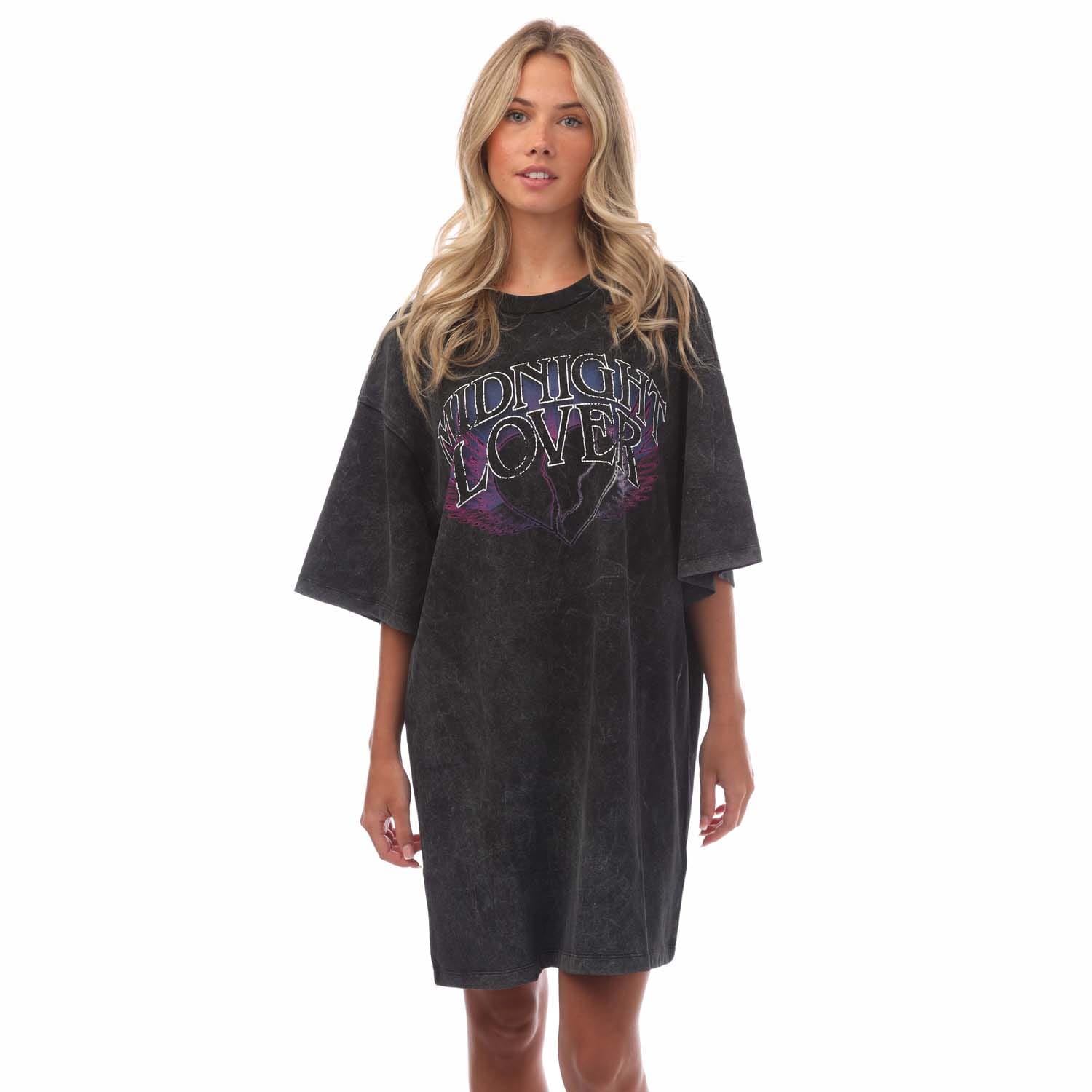 Dames Hugo Nelaja Katoenen Jersey T-shirt Jurk in Zwart