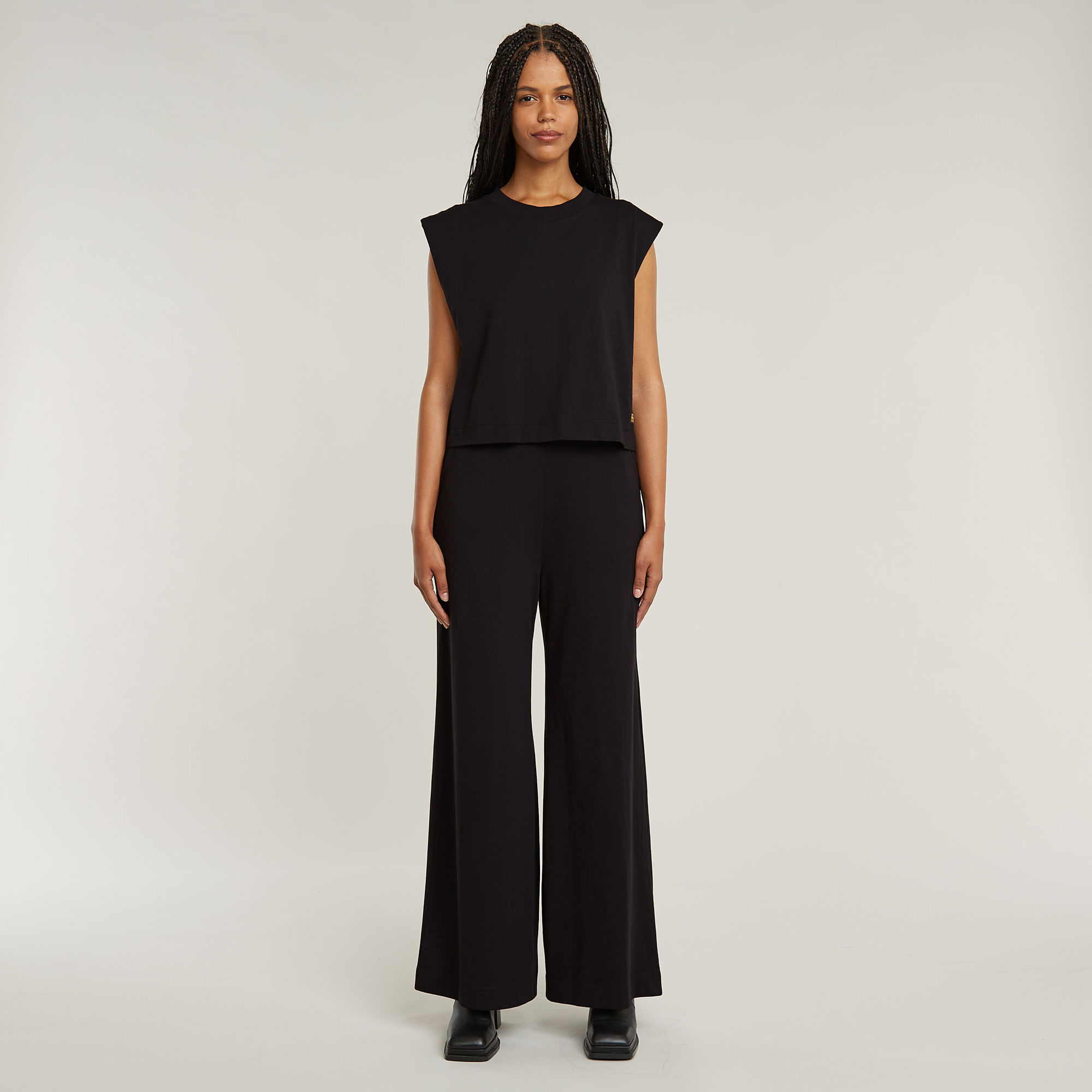 Double Layer Wide Leg Jumpsuit - Zwart - Dames