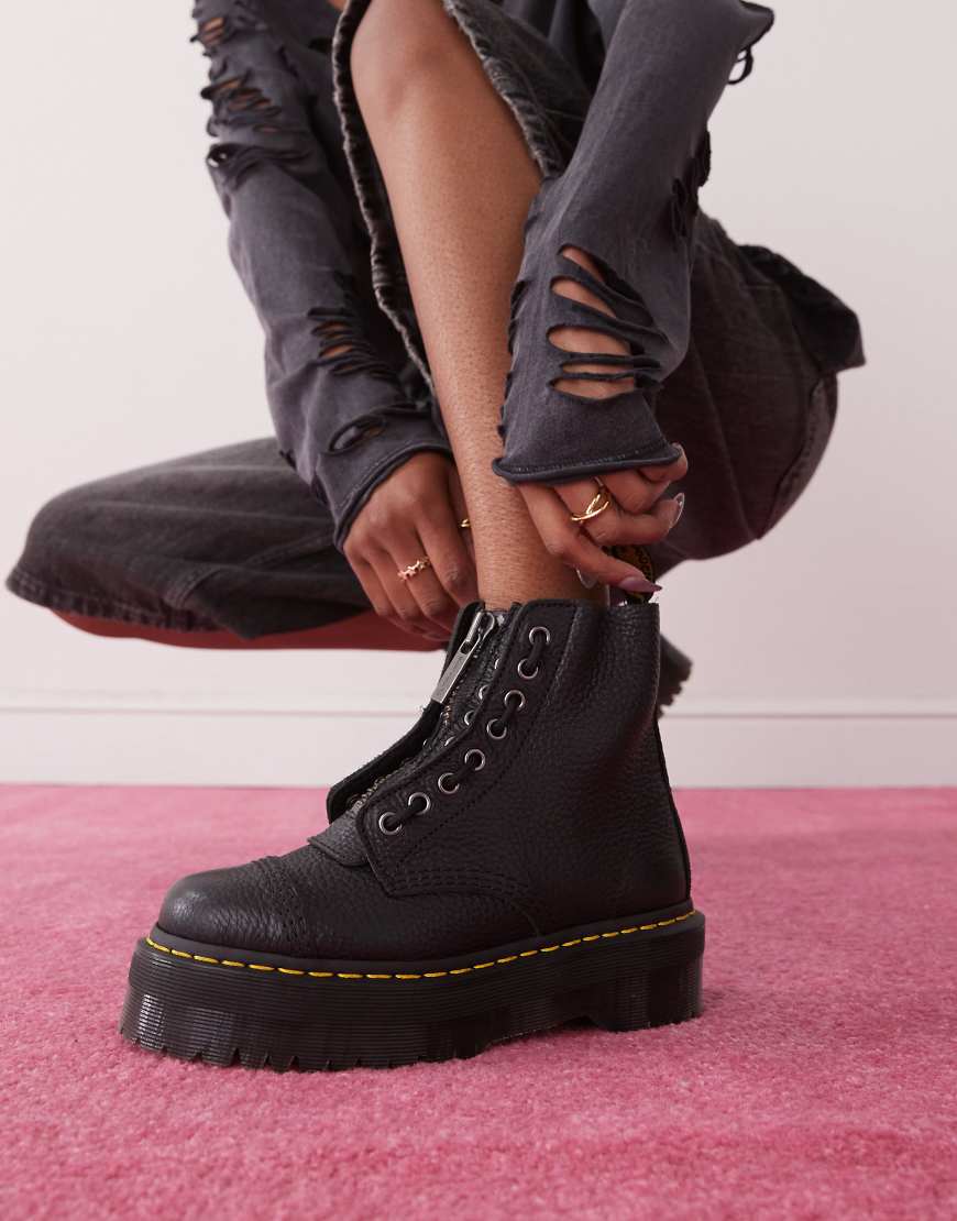 Dr Martens - Sinclair - Unisex-Stiefel aus gefrästem Nappaleder mit Plateausohle-Schwarz