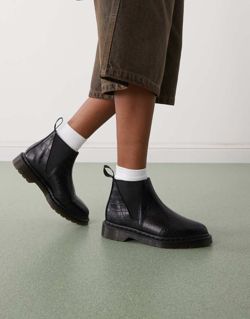 Dr. Martens - II Bianca Croco - Chelsea Boot in Schwarz