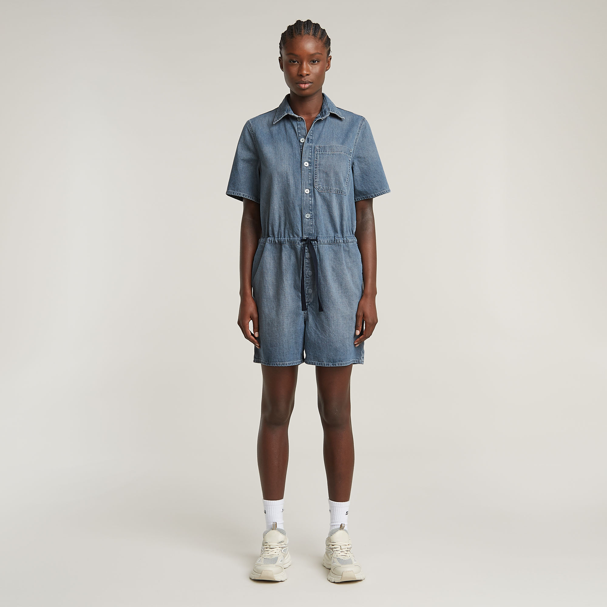 Easy Short Jumpsuit - Midden blauw - Dames