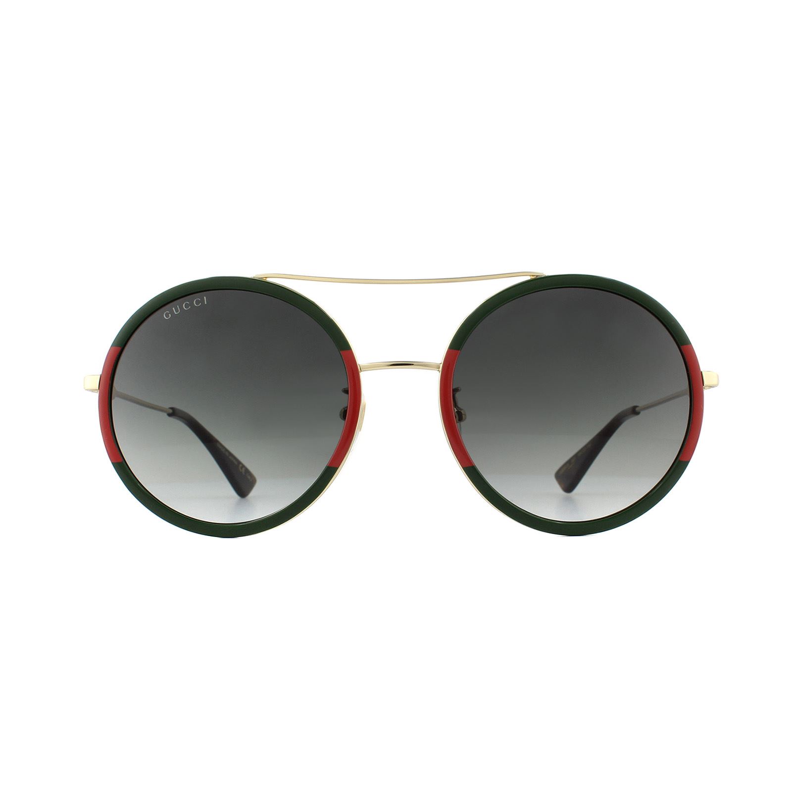 Gucci Zonnebril GG0061S 003 Goudgroen En Rood Groen Verloop
