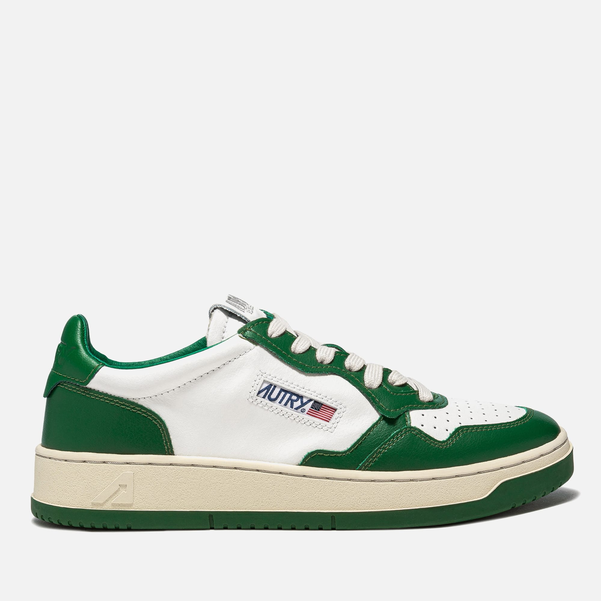 Heren Autry Bicolour Leather Court in Wit/Groen