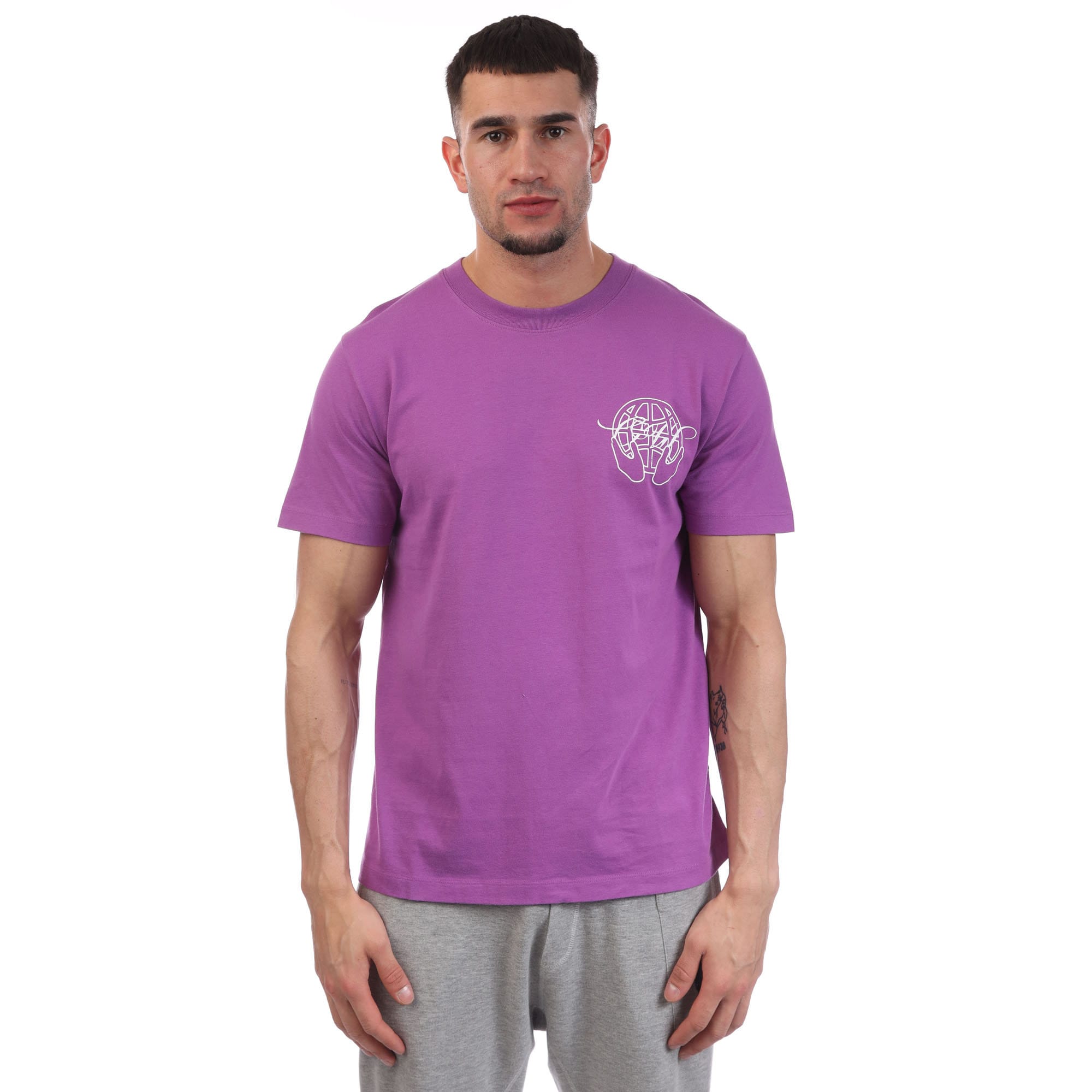 Heren Off White Hand Arrow Slim T-shirt in paars-wit