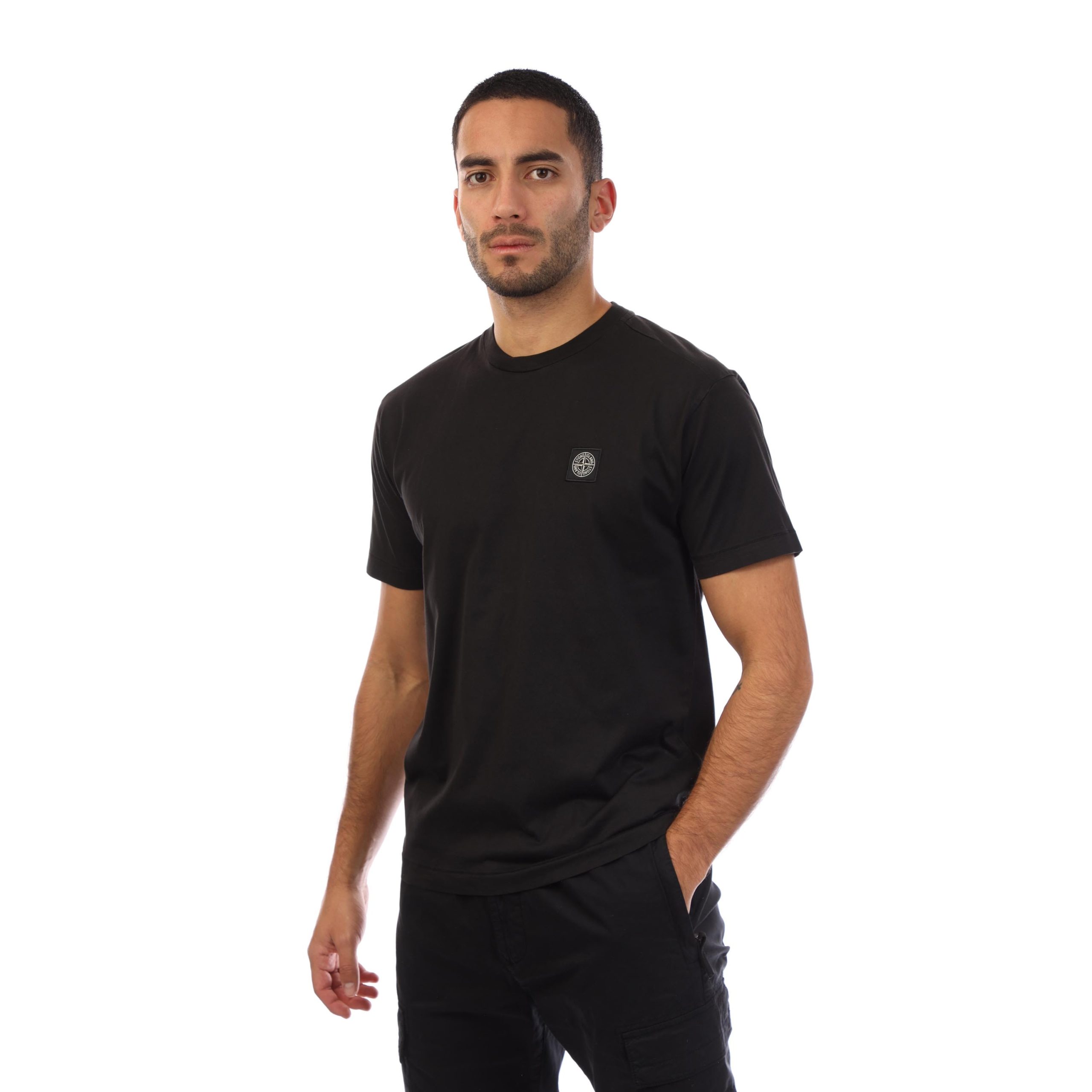 Heren Stone Island 60/2 Katoen Jersey Slim-Fit T-shirt in Zwart
