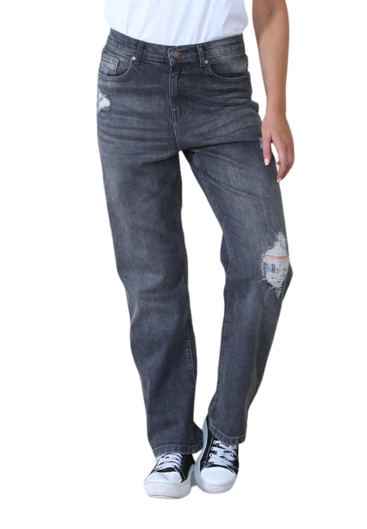 MYT dames wijde pijpen jeans met hoge taille in zwart