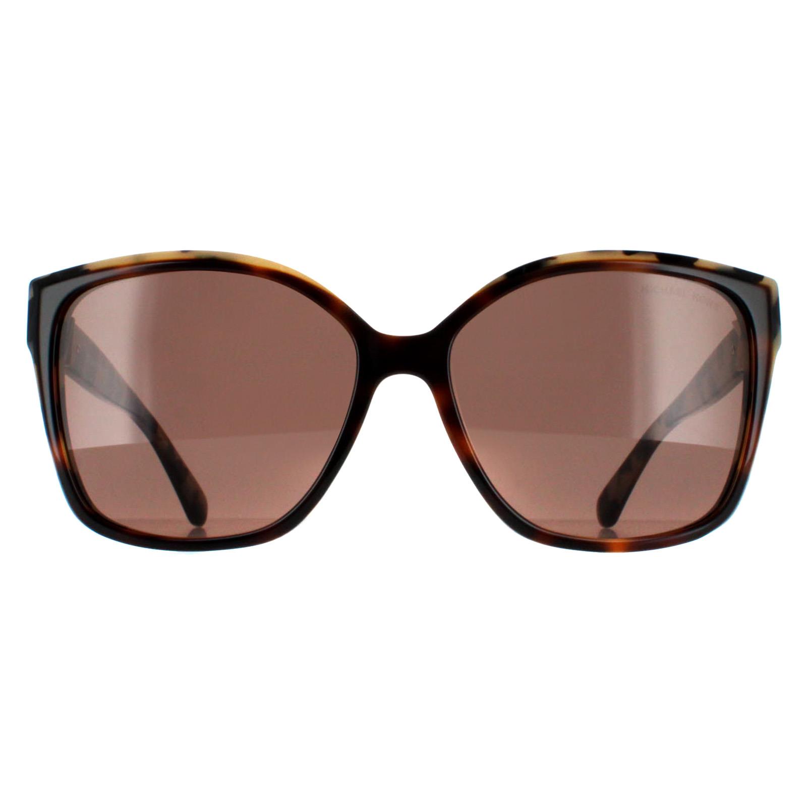 Michael Kors MK2201 Malia 395173 donkere tortoise en crème tortoise bruine zonnebril