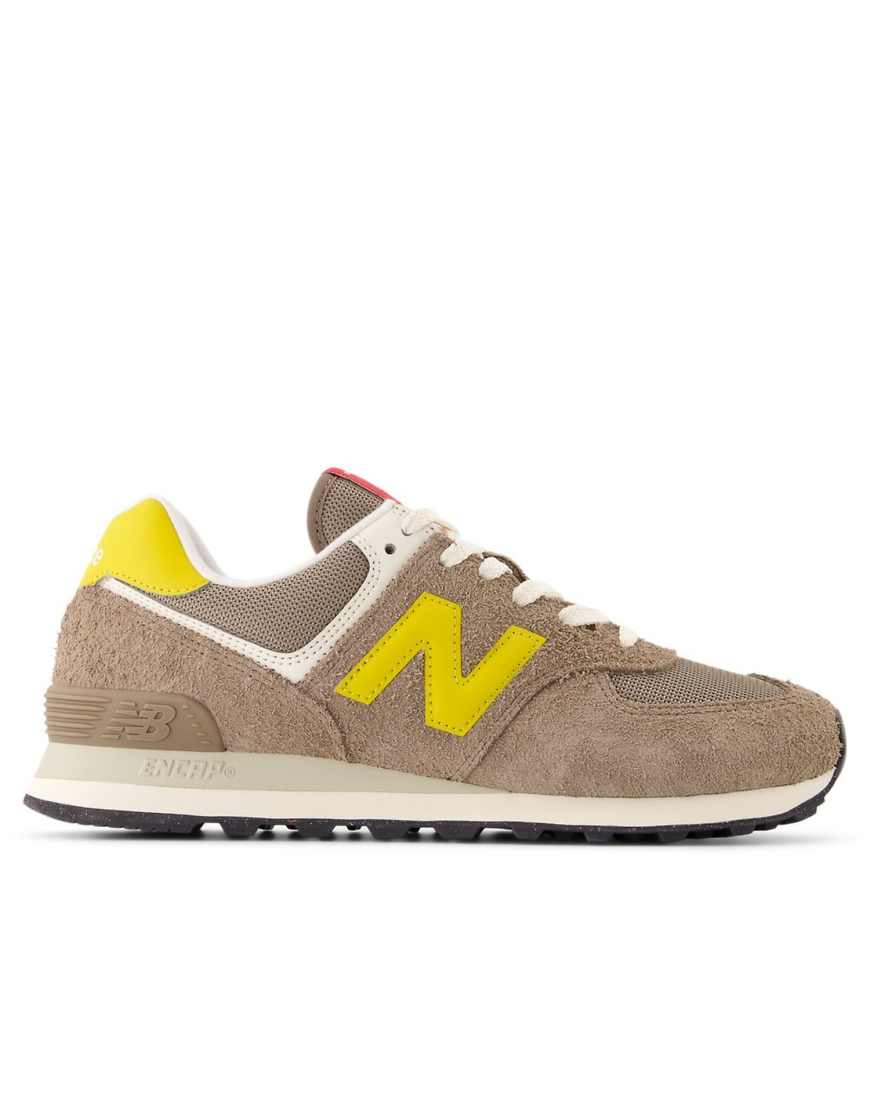 New Balance - 574 - Sneaker in Braun und Gelb