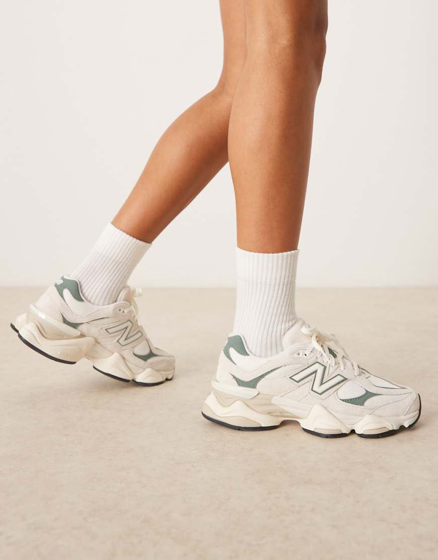 New Balance - 9060 - Sneaker in Wollweiß und Grün