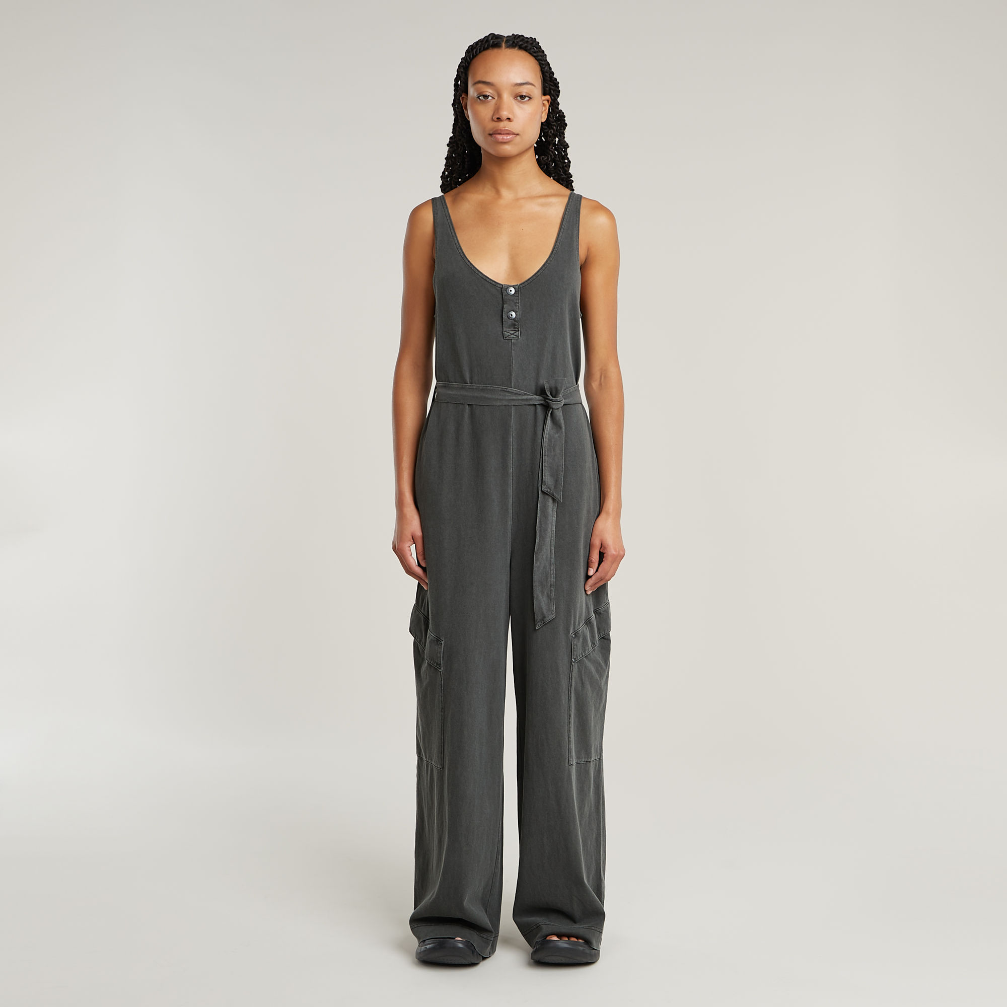 Overdyed Utility Loose Jumpsuit - Zwart - Dames