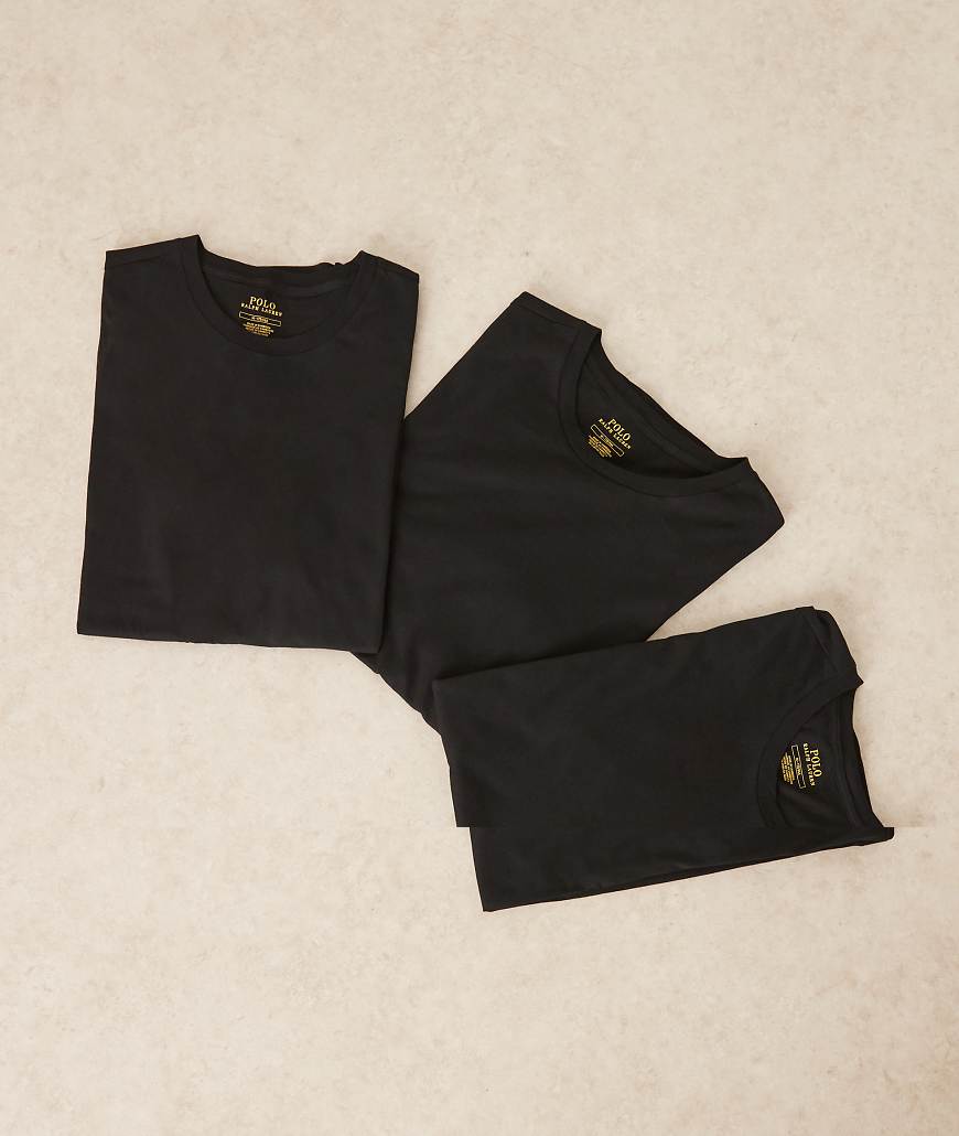 Polo Ralph Lauren - 3er-Pack Lounge-T-Shirts in Schwarz mit Logo-Symbol