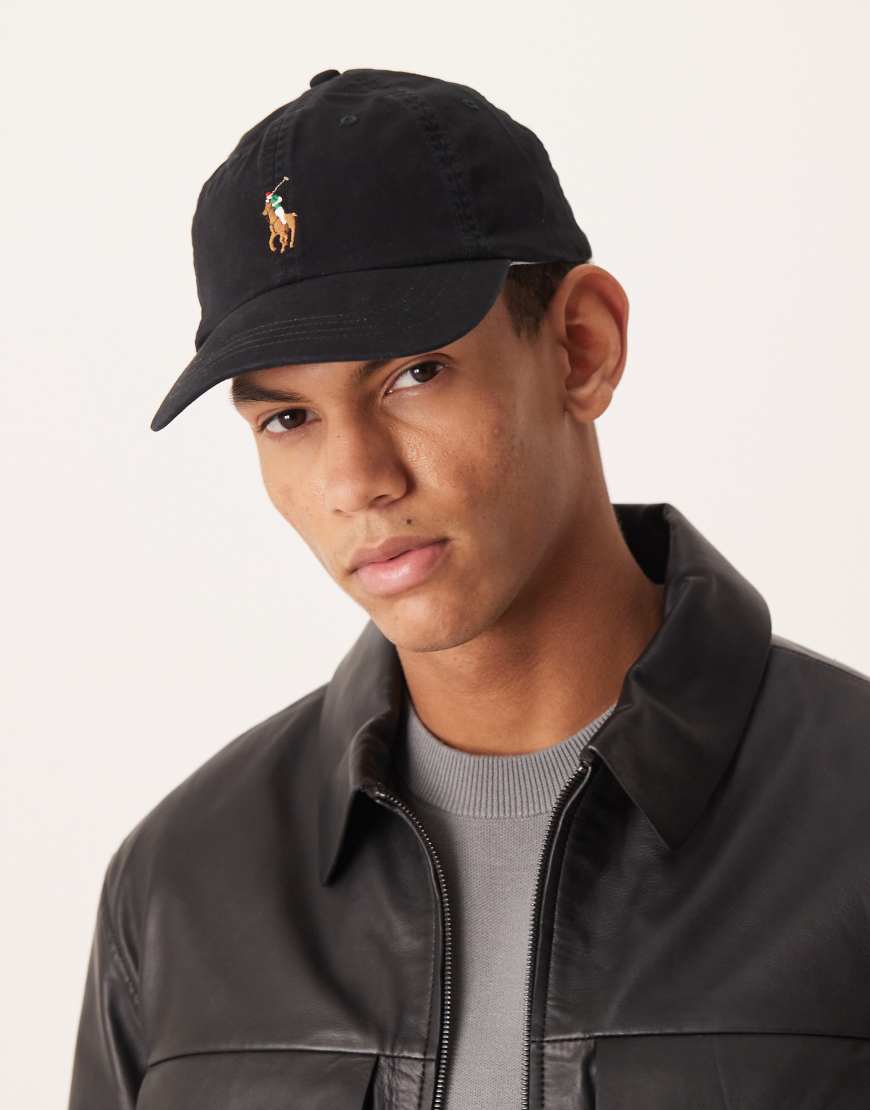 Polo Ralph Lauren - Baseballkappe in Schwarz mit buntem Markenlogo