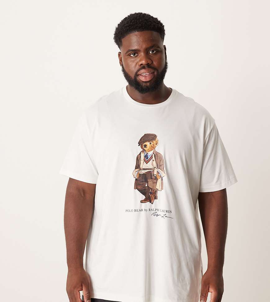 Polo Ralph Lauren - Big & Tall - T-Shirt in Weiß mit "Heritage Cap Bear"-Print