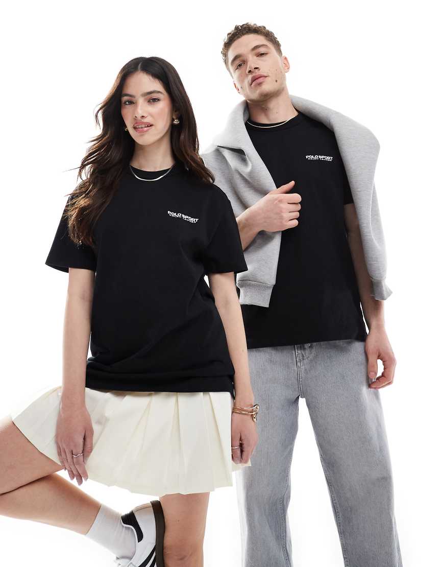 Polo Ralph Lauren - Sport Capsule - Unisex-T-Shirt aus schwerem Material in Schwarz mit Front- und Rückenaufdruck