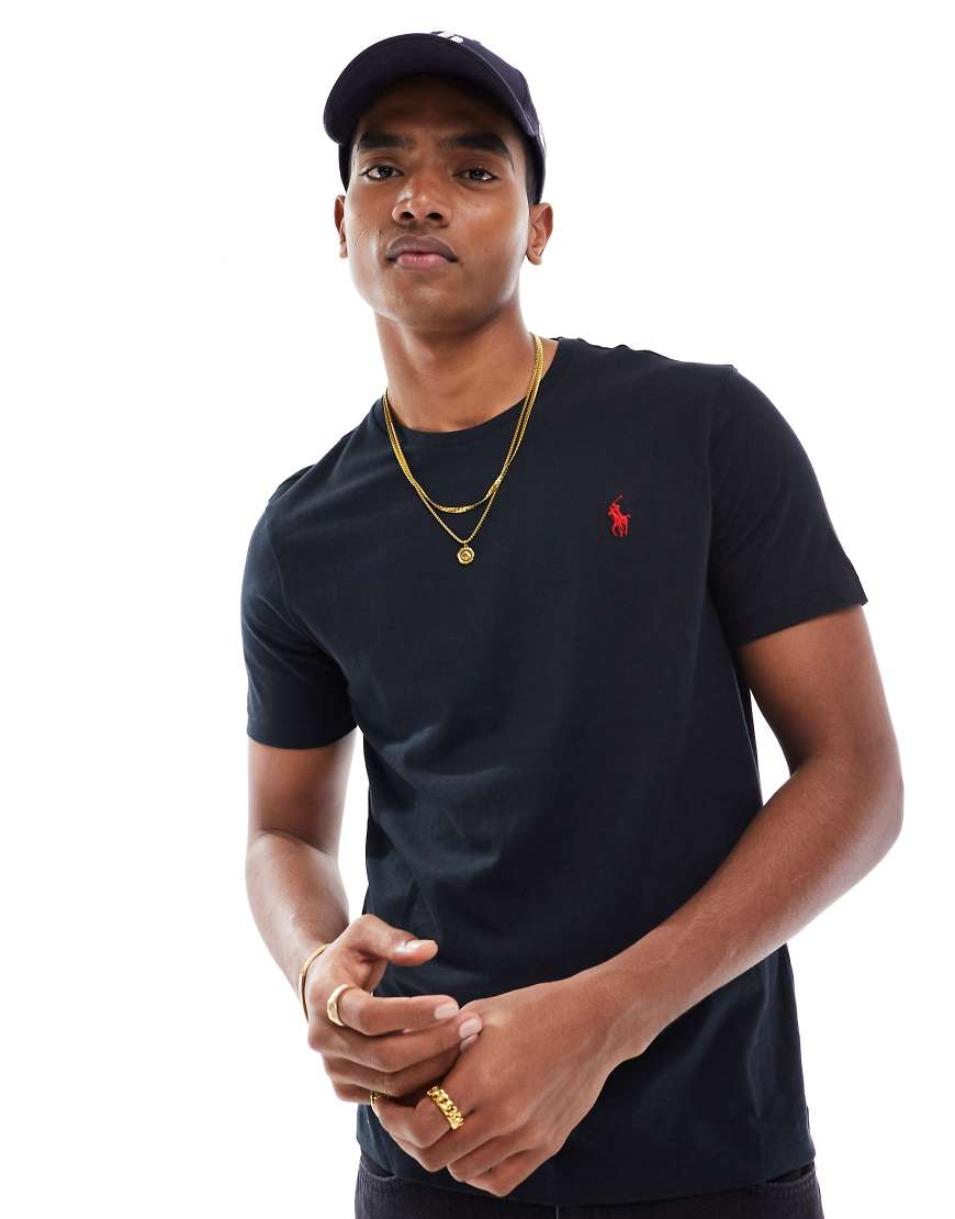 Polo Ralph Lauren - T-Shirt in Schwarz mit schmalem Schnitt und Markenlogo